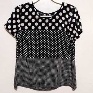 Talbots 100% Silk Black and White Polka Dot Blouse